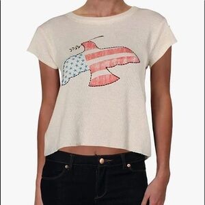 We The Free Red and Cream Graphic Tee SZ M